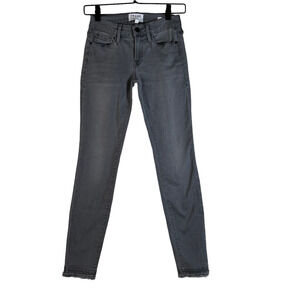 Frame Womens Le Skinny De Jeanne Jeans Gray Stretch Frayed Low Rise Denim USA 24